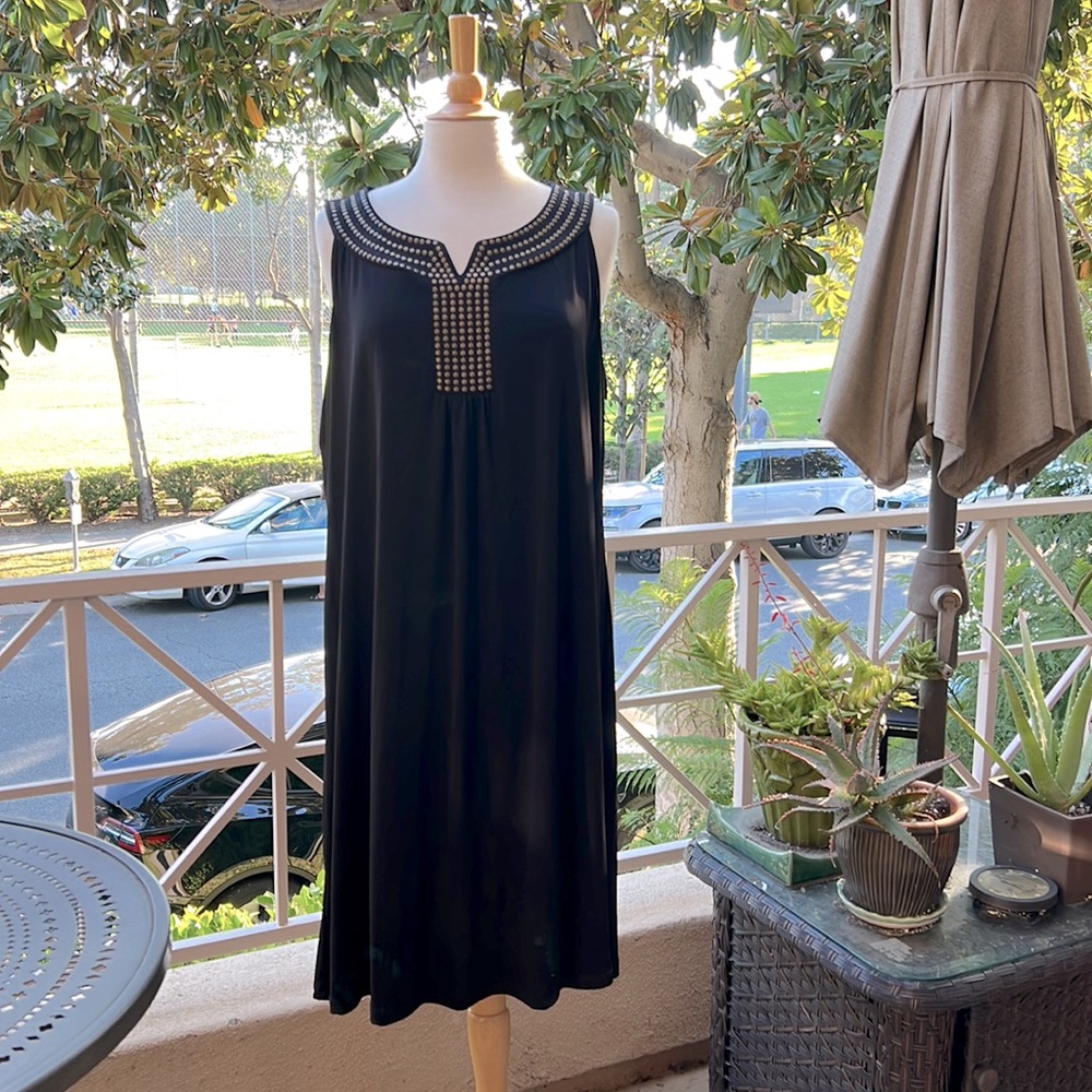 Liz Claiborne Woman Black Sleeveless Dress with Grommets 2X Never Worn